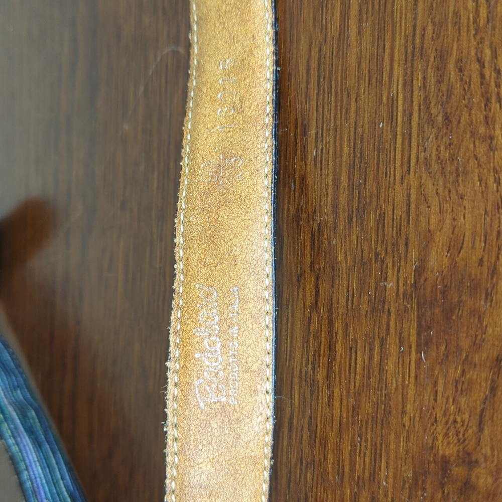 Vintage Badolato Striped Italian Leather Statement Belt Size 34-36 - Picture 6 of 7